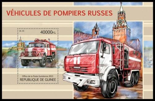 Poštovní známka Guinea 2013 Ruská hasièská auta Mi# Block 2201 Kat 16€