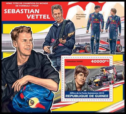 Potovn znmka Guinea 2013 Sebastian Vettel, Formule 1 Mi# Block 2326 Kat 16