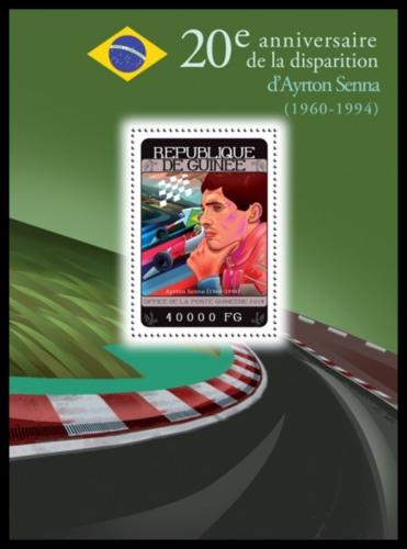 Potovn znmka Guinea 2014 Formule 1, Ayrton Senna Mi# Block 2393 Kat 16 - zvtit obrzek