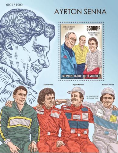 Poštovní známka Guinea 2015 Ayrton Senna, Formule 1 Mi# Block 2574 Kat 14€