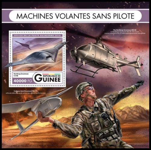 Poštovní známka Guinea 2016 Vojenské drony Mi# Mi# Block 2691 Kat 16€