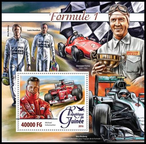 Poštovní známka Guinea 2016 Závodníci Formule 1 Mi# Block 2636 Kat 16€