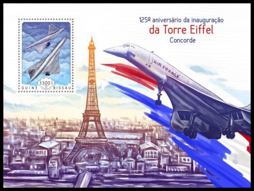 Potovn znmka Guinea-Bissau 2014 Concorde a Eiffelova v Mi# Block 1283 Kat 11