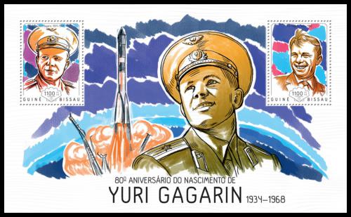 Potovn znmka Guinea-Bissau 2014 Jurij Gagarin Mi# Block 1237 Kat 8.50