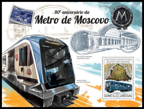 Potovn znmka Guinea-Bissau 2015 Moskevsk metro Mi# Block 1342 Kat 9 - zvtit obrzek