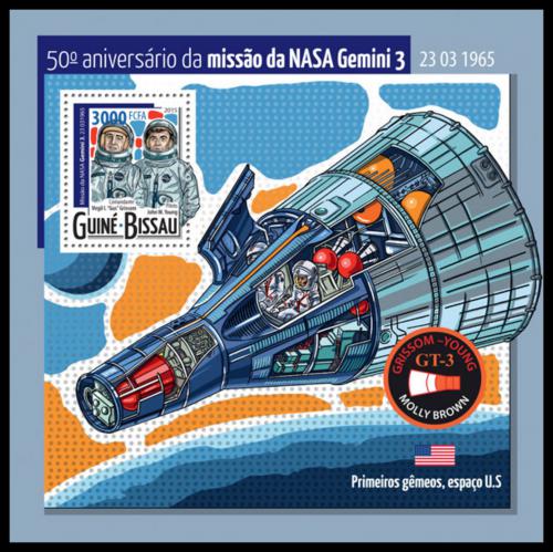 Potovn znmka Guinea-Bissau 2015 Vesmrn mise Gemini 3 Mi# Block 1373 Kat 11 - zvtit obrzek