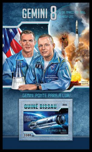 Potovn znmka Guinea-Bissau 2016 Kosmick let Gemini 8 Mi# Block 1513 Kat 12.50