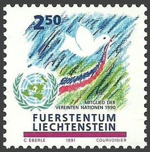 Poštovní známka Lichtenštejnsko 1991 Èlenství v OSN Mi# 1015 Kat 4€
