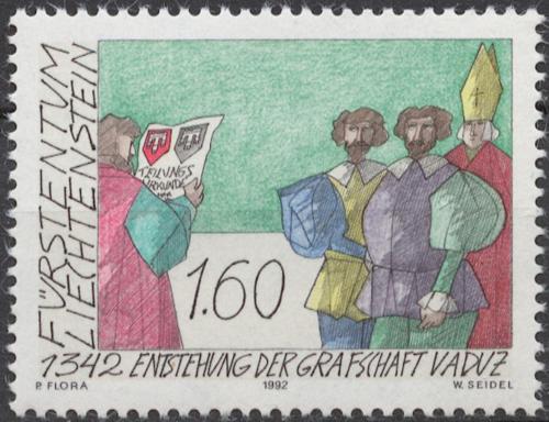 Poštovní známka Lichtenštejnsko 1992 Založení hrabství Vaduz Mi# 1049