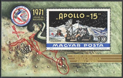 Poštovní známka Maïarsko 1972 Projekt Apollo 15 Mi# Block 87