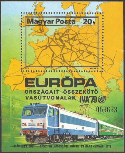 Poštovní známka Maïarsko 1979 Lokomotiva Mi# Block 137
