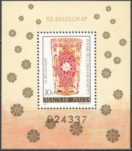 Poštovní známka Maïarsko 1980 Sklenìný pohár Mi# Block 144