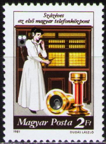 Poštovní známka Maïarsko 1981 Telefonní centrála, 100. výroèí Mi# 3493