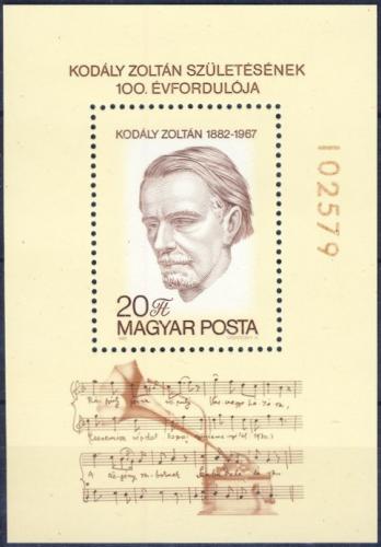 Poštovní známka Maïarsko 1982 Zoltán Kodály, skladatel Mi# Block 160