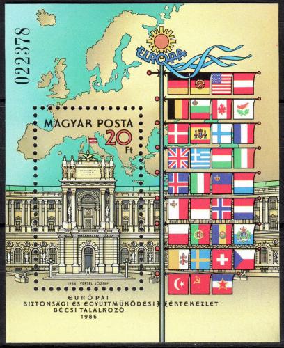 Poštovní známka Maïarsko 1986 Palác Hofburg, Vídeò Mi# Block 187