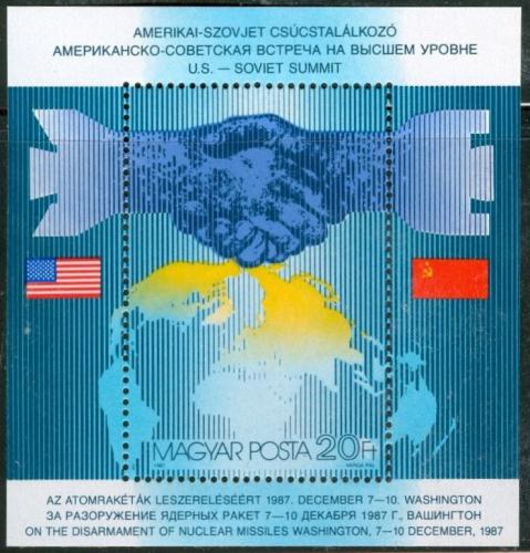 Poštovní známka Maïarsko 1987 Mapa svìta Mi# Block 194