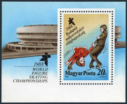 Poštovní známka Maïarsko 1988 MS v krasobruslení Mi# Block 195