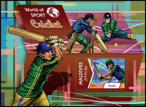 Potovn znmka Maledivy 2015 Kriket Mi# Block 812 - zvtit obrzek