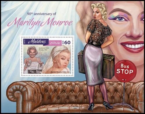 Potovn znmka Maledivy 2016 Marilyn Monroe Mi# Mi# Block 924