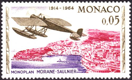 Poštovní známka Monako 1964 Letadlo Morane-Saulnier nad Monte Carlo Mi# 760