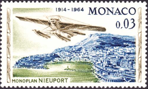 Poštovní známka Monako 1964 Letadlo Nieuport nad Monte Carlo Mi# 758