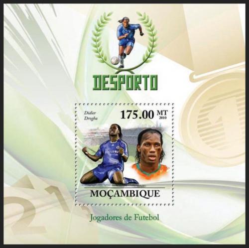 Poštovní známka Mosambik 2010 Didier Drogba, fotbalista Mi# Block 319 Kat 10€