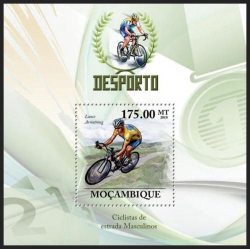 Potovn znmka Mosambik 2010 Lance Armstrong, cyklistika Mi# Block 326 Kat 10