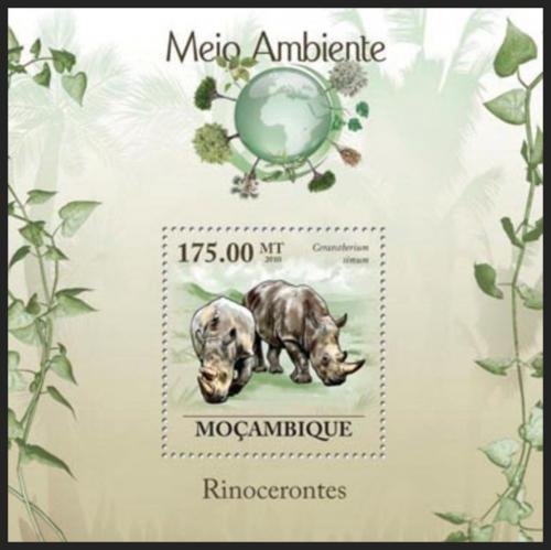 Poštovní známka Mosambik 2010 Nosorožec tuponosý Mi# Block 307 Kat 10€