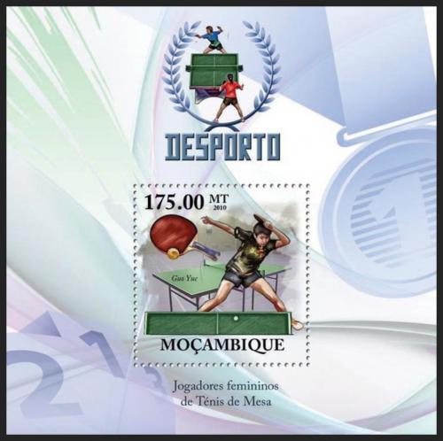 Potovn znmka Mosambik 2010 Stoln tenis, Guo Jue Mi# Block 323 Kat 10