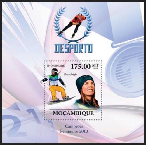 Potovn znmka Mosambik 2010 Torah Bright, snowboardistka Mi# Block 328 Kat 10 - zvtit obrzek
