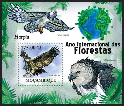 Poštovní známka Mosambik 2011 Harpyje pralesní Mi# Block 414 Kat 10€