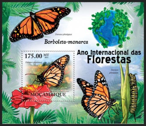 Poštovní známka Mosambik 2011 Motýli Mi# Block 405 Kat 10€