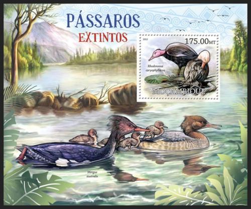 Poštovní známka Mosambik 2012 Vyhynulí ptáci Mi# Block 625 Kat 10€