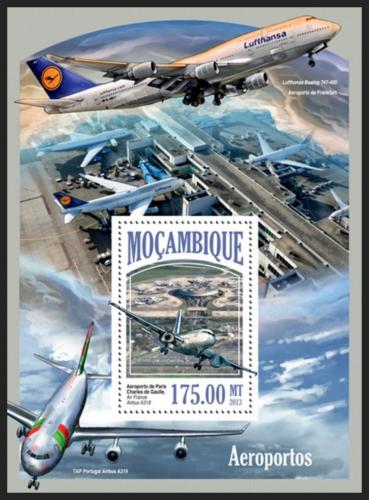 Potovn znmka Mosambik 2013 Letadla a letit Mi# Block 841 Kat 10