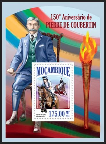 Potovn znmka Mosambik 2013 Pierre de Coubertin, LOH Mi# Block 810 Kat 10 - zvtit obrzek