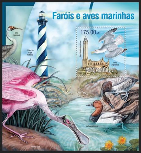 Poštovní známka Mosambik 2013 Vodní ptáci a majáky Mi# Block 775 Kat 10€