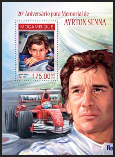 Poštovní známka Mosambik 2014 Ayrton Senna, Formule 1 Mi# Block 882 Kat 10€