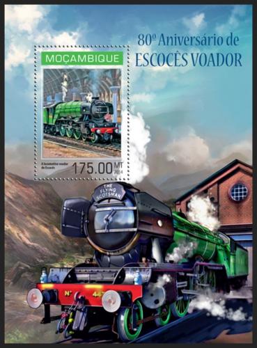 Poštovní známka Mosambik 2014 Parní lokomotivy Mi# Block 869 Kat 10€