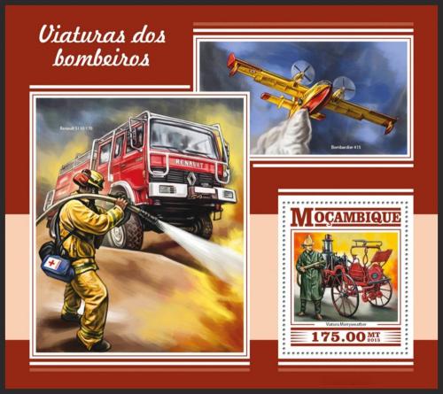 Poštovní známka Mosambik 2015 Hasièi Mi# Mi# Block 1054 Kat 10€