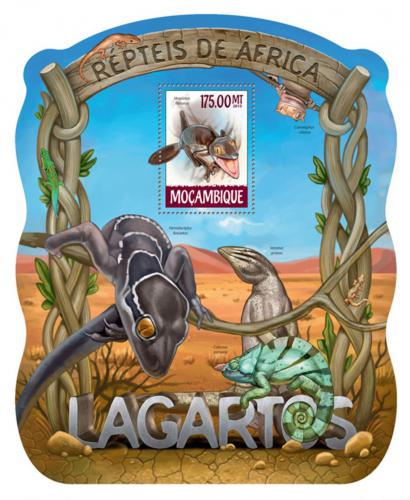 Poštovní známka Mosambik 2015 Ještìrky Mi# Block 1019 Kat 10€