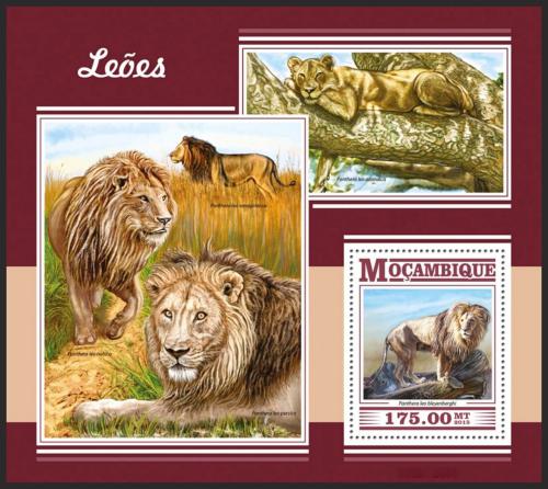 Poštovní známka Mosambik 2015 Lvi Mi# Block 1076 Kat 10€