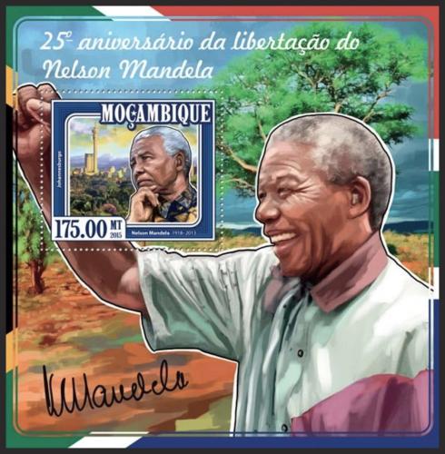 Potovn znmka Mosambik 2015 Nelson Mandela Mi# Block 1004 Kat 10 - zvtit obrzek