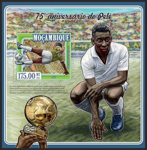Potovn znmka Mosambik 2015 Pel, fotbalista Mi# Block 1000 Kat 10 - zvtit obrzek