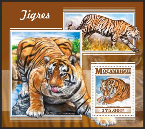 Poštovní známka Mosambik 2015 Tygr indický Mi# Block 1046 Kat 10€