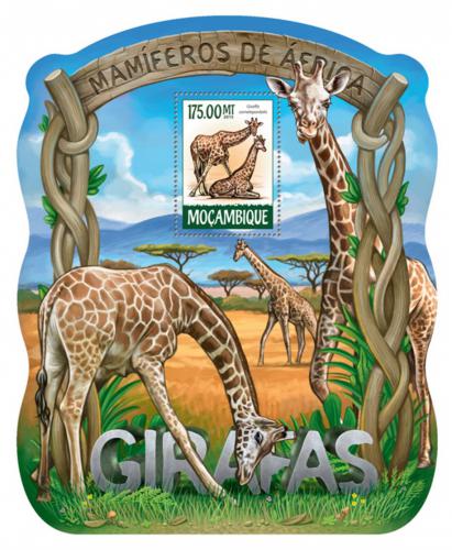 Poštovní známka Mosambik 2015 Žirafy Mi# Block 1032 Kat 10€