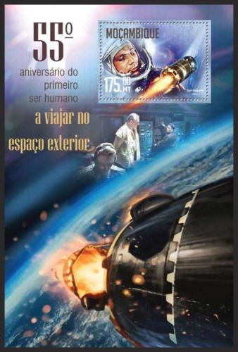 Potovn znmka Mosambik 2016 Jurij Gagarin Mi# Block 1154 Kat 10