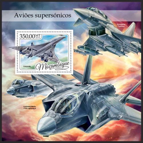 Poštovní známka Mosambik 2016 Nadzvukové letouny Mi# Block 1203 Kat 20€