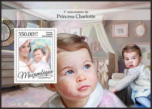 Poštovní známka Mosambik 2016 Princezna Charlotte Mi# Block 1180 Kat 20€