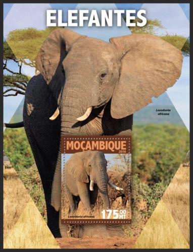 Potovn znmka Mosambik 2016 Sloni Mi# Block 1110 Kat 10