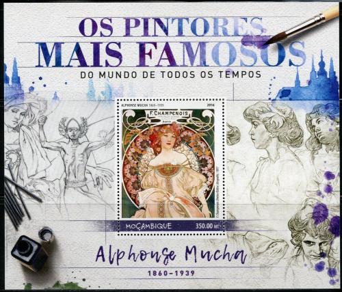 Poštovní známka Mosambik 2016 Umìní, Alfons Mucha Mi# Block 1244 Kat 20€